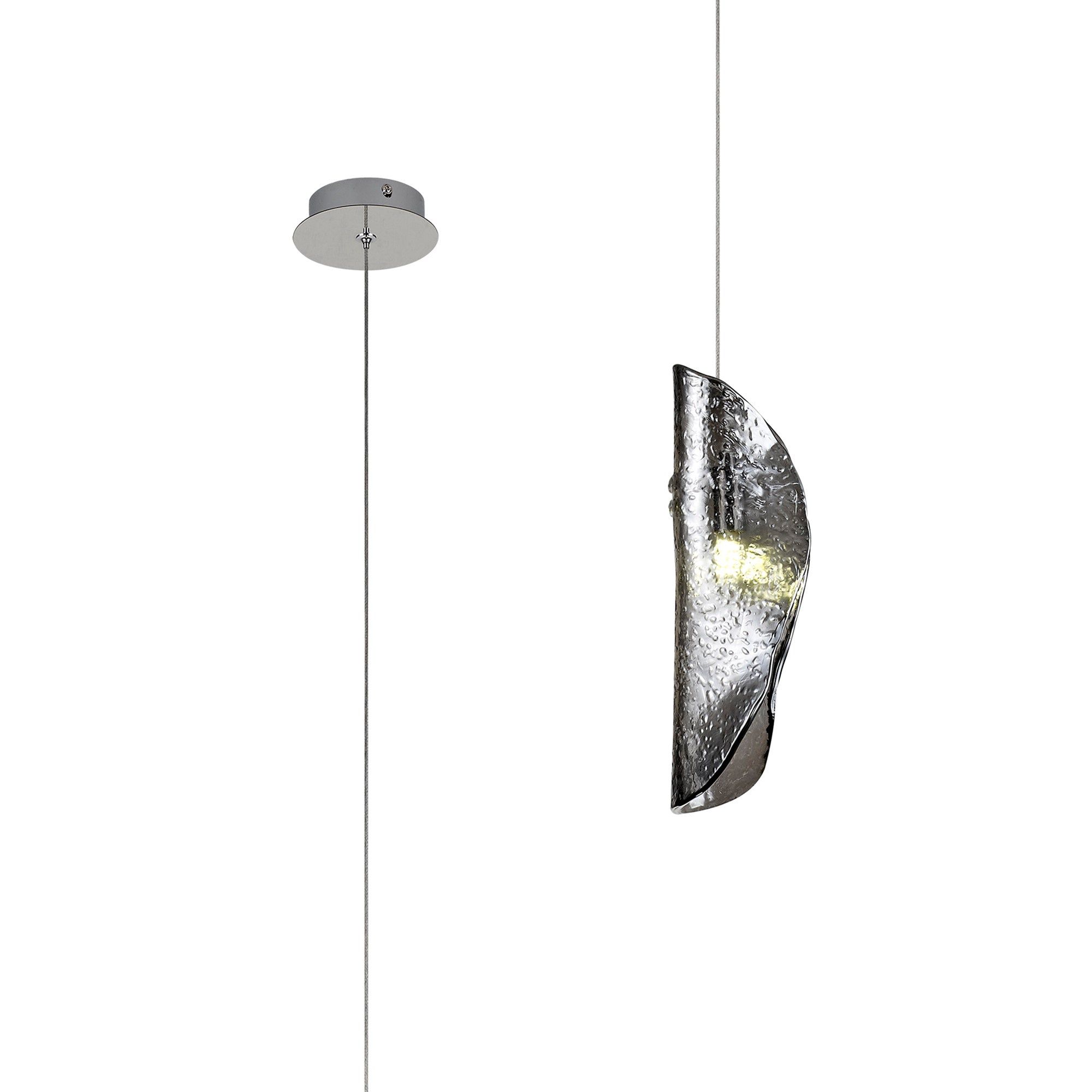 Syros Pendant 2m, 1 x G9, Polished Chrome/Amber Glass/Clear Glass/Smoked Glass
