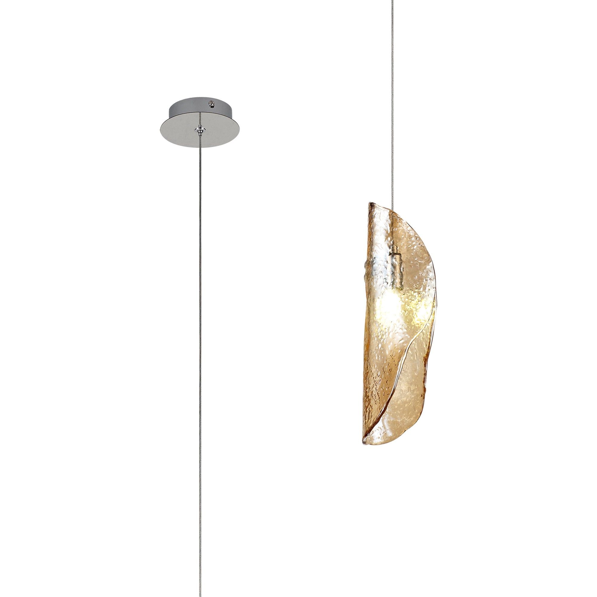Syros Pendant 2m, 1 x G9, Polished Chrome/Amber Glass/Clear Glass/Smoked Glass