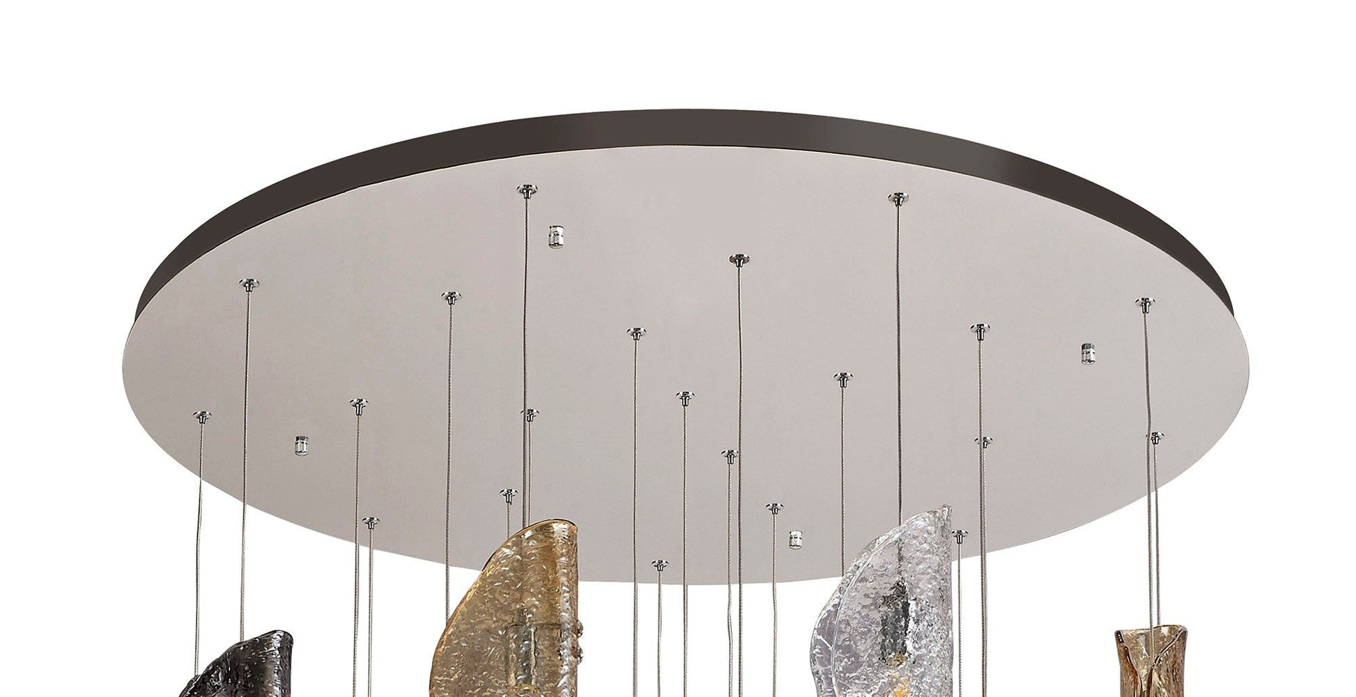 Syros Pendant 5m, 21 x G9, Polished Chrome/Clear & Amber & Smoked Glass Item Weight: 28.1kg