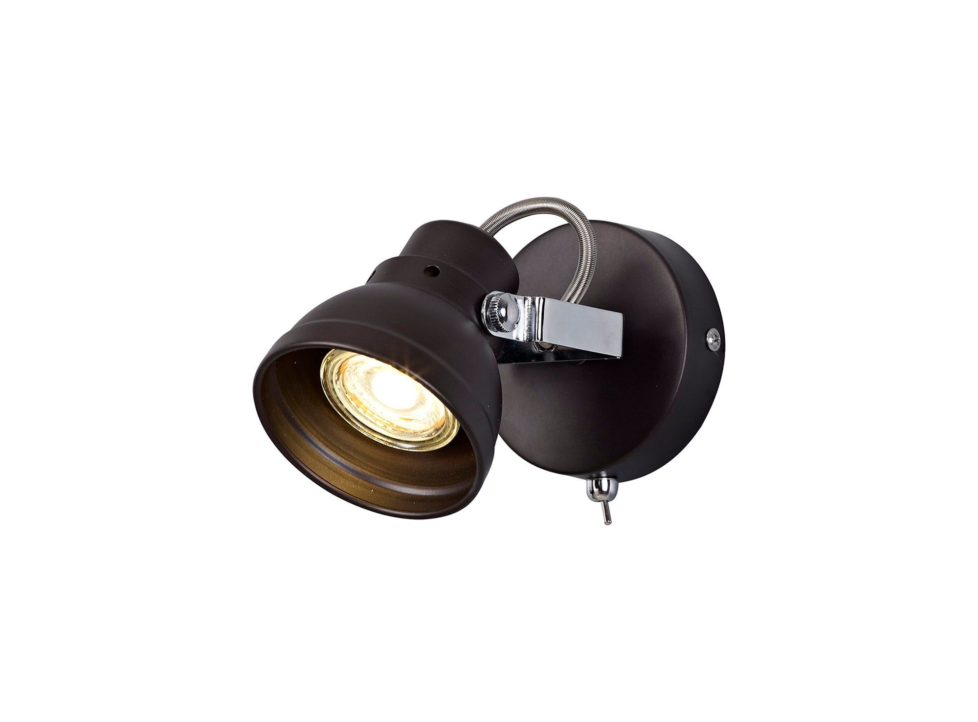 Adsish Adjustable Switched Spotlight, 1 x GU10 (Max 10W LED), Matt Grey & Polished Chrome / Oiled Bronze & Polished Chrome
