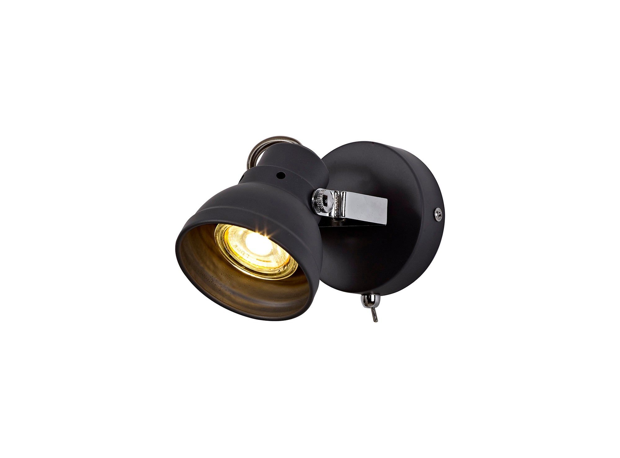 Adsish Adjustable Switched Spotlight, 1 x GU10 (Max 10W LED), Matt Grey & Polished Chrome / Oiled Bronze & Polished Chrome