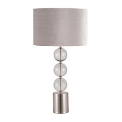 Tall Brushed Silver and Clear Glass Table Lamp - Cusack Lighting