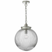 Dar Tamara 1lt Pendant Satin Nickel & Ribbed Glass - Cusack Lighting
