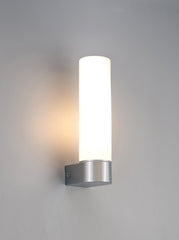 Tasso IP44 1 Light E14 Wall Lamp, Polished Chrome With Opal Tubular Glass