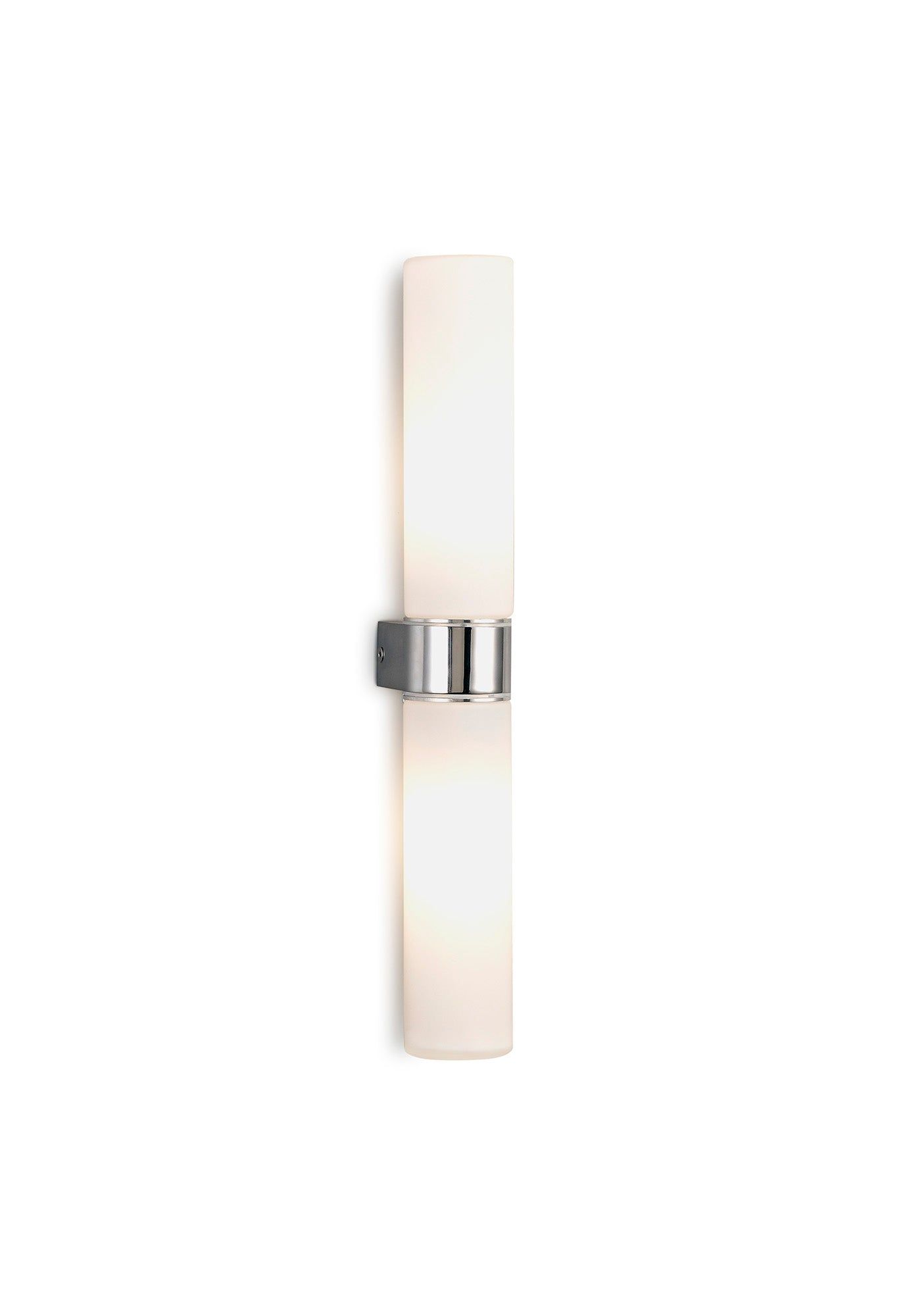 Tasso IP44 2 Light E14 Twin Wall Lamp, Polished Chrome With Opal Tubular Glass