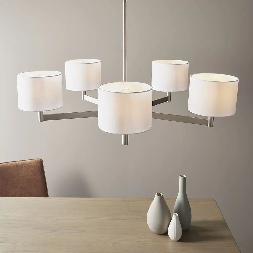 Theo 5L Centre Ceiling Light - Matt Nickel & Vintage White Finish IP20