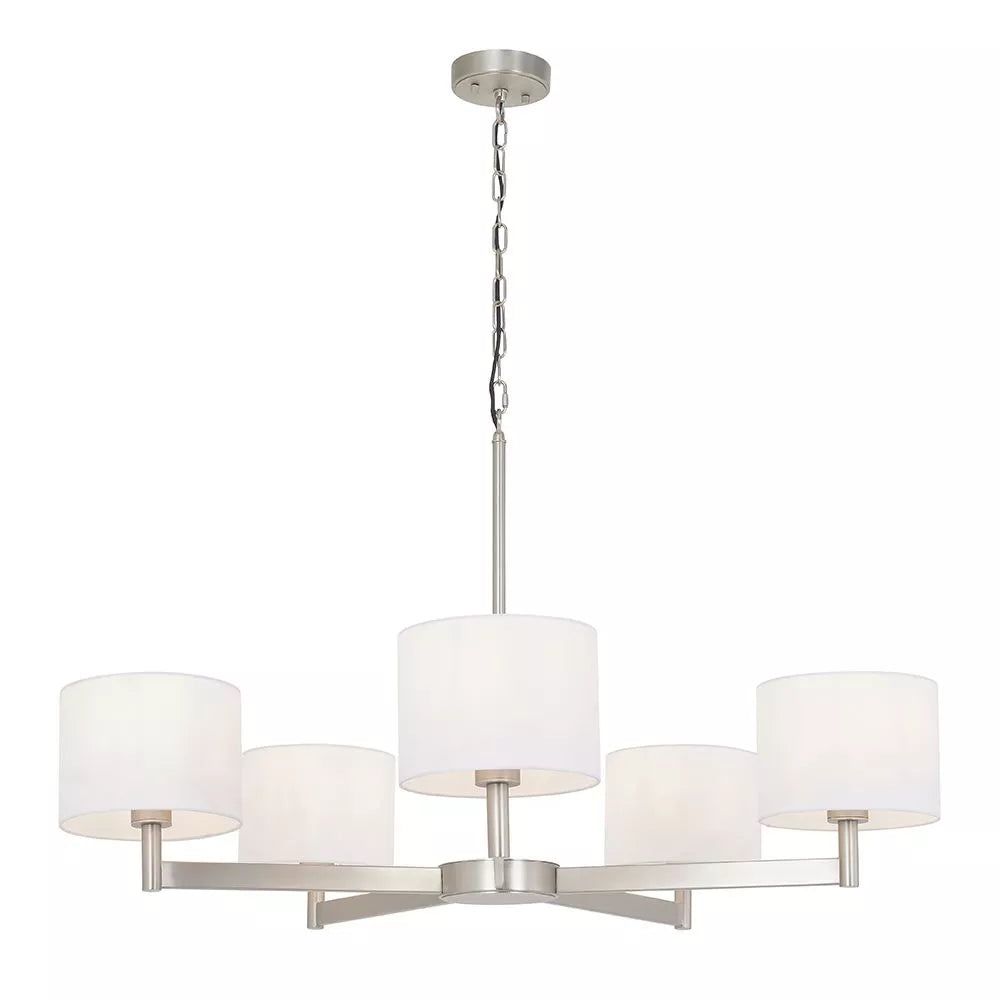 Theo 5L Centre Ceiling Light - Matt Nickel & Vintage White Finish IP20