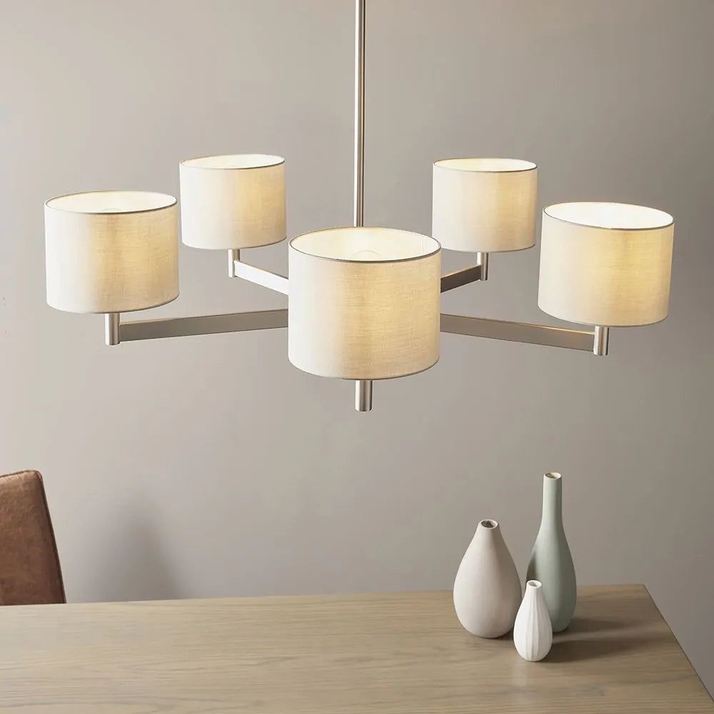 Theo 5L Centre Ceiling Light - Matt Nickel & Taupe Finish IP20