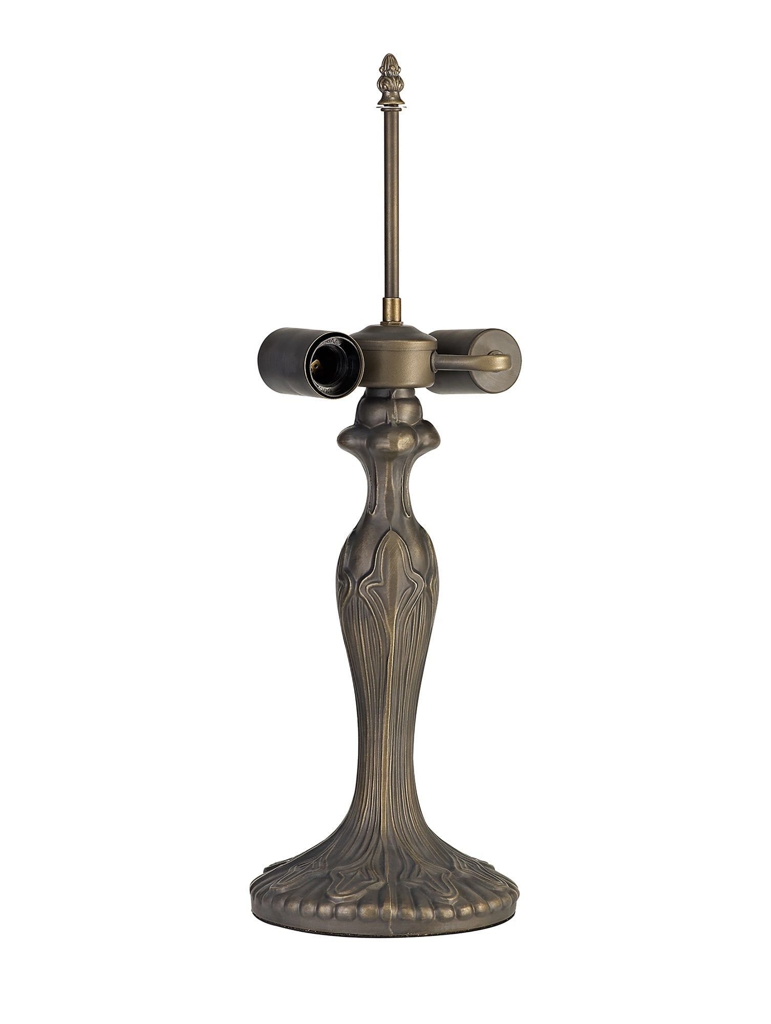 Isrmian 1 Light Curved Table Lamp E27 With 30cm Tiffany Shade, Amber/Cream/Crystal/Aged Antique Brass