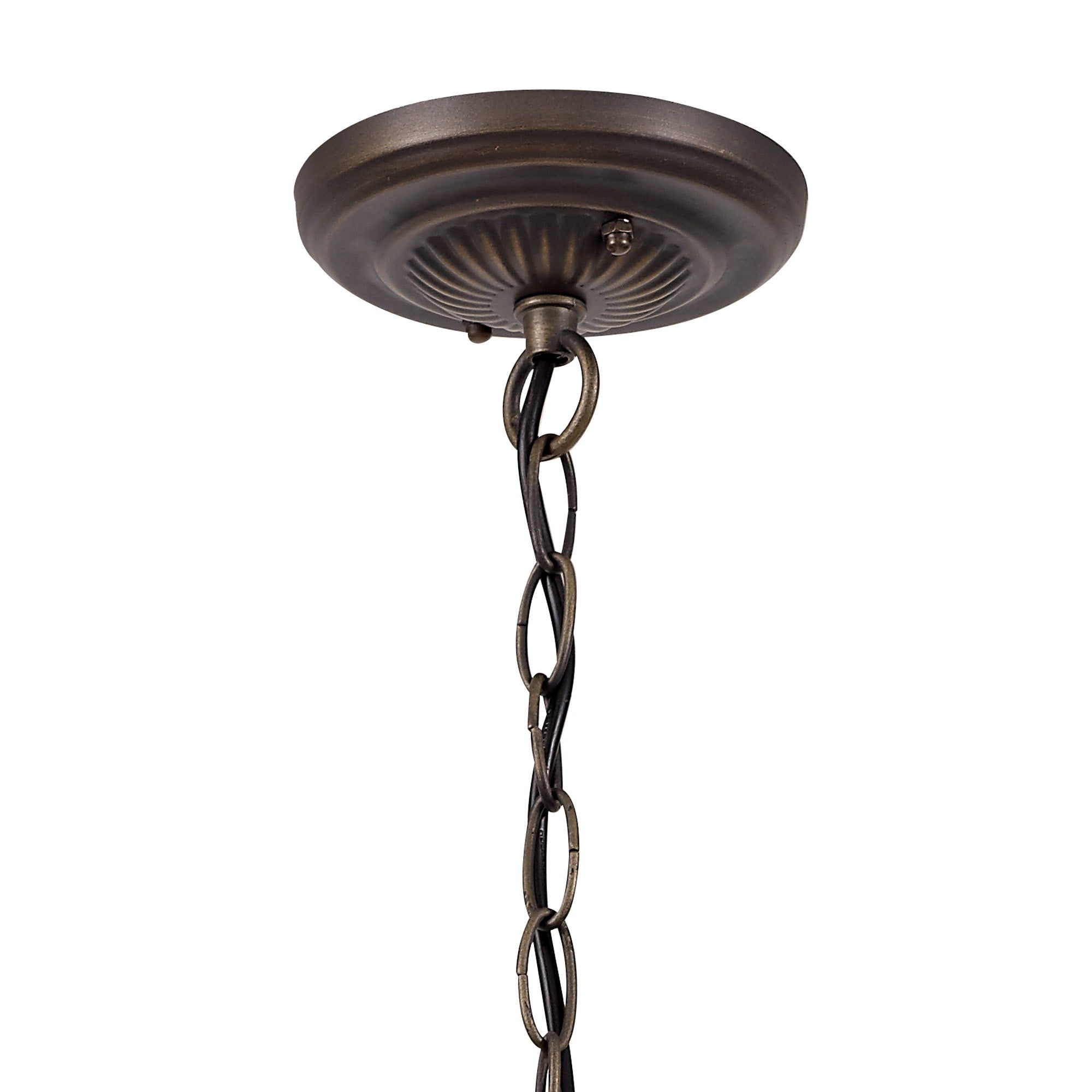 Isrmian 1 Light Downlighter Pendant E27 With 30cm Tiffany Shade, Amber/Cream/Crystal/Aged Antique Brass