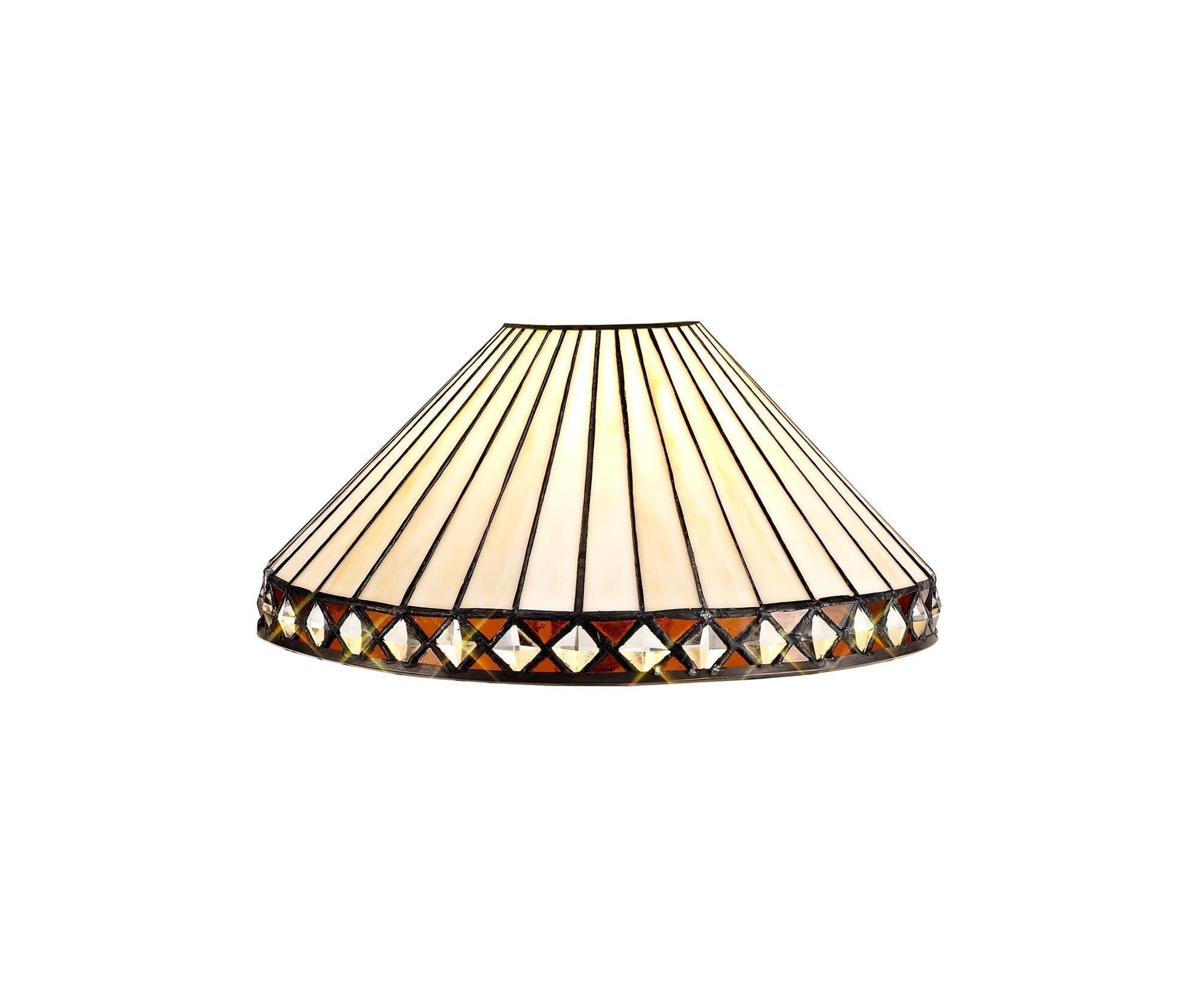 Isrmian 1 Light Uplighter Pendant E27 With 30cm Tiffany Shade, Amber/Cream/Crystal/Black