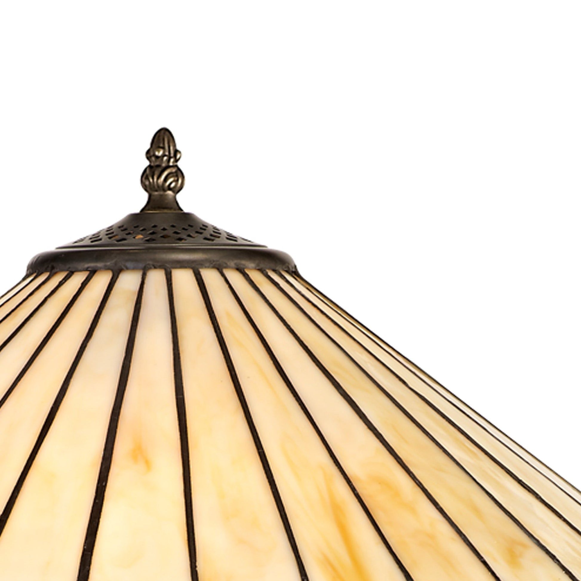 Isrmian 2 Light Leaf/Octagonal/Stepped Design Floor Lamp E27 With 40cm Tiffany Shade, Amber/Cream/Crystal/Aged Antique Brass