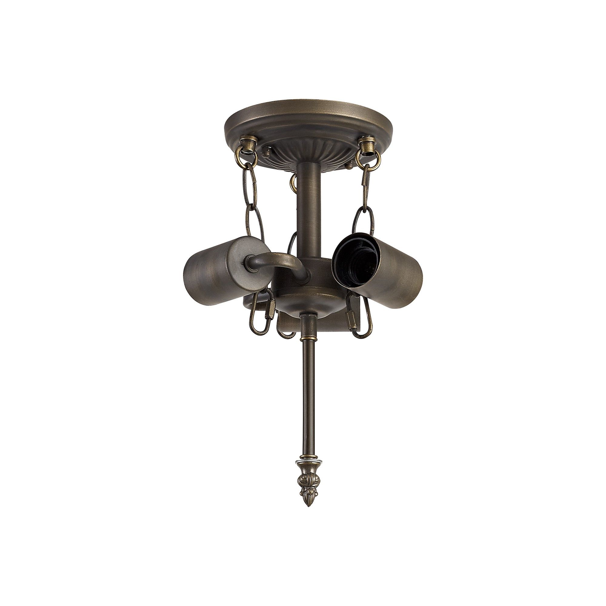 Isrmian 2/3 Light Semi Ceiling E27 With 30/40cm Tiffany Shade, Amber/Cream/Crystal/Aged Antique Brass
