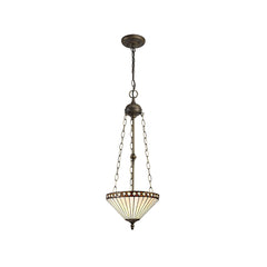 Isrmian 2/3 Light Uplighter Pendant E27 With 30/40cm Tiffany Shade, Amber/Cream/Crystal/Aged Antique Brass