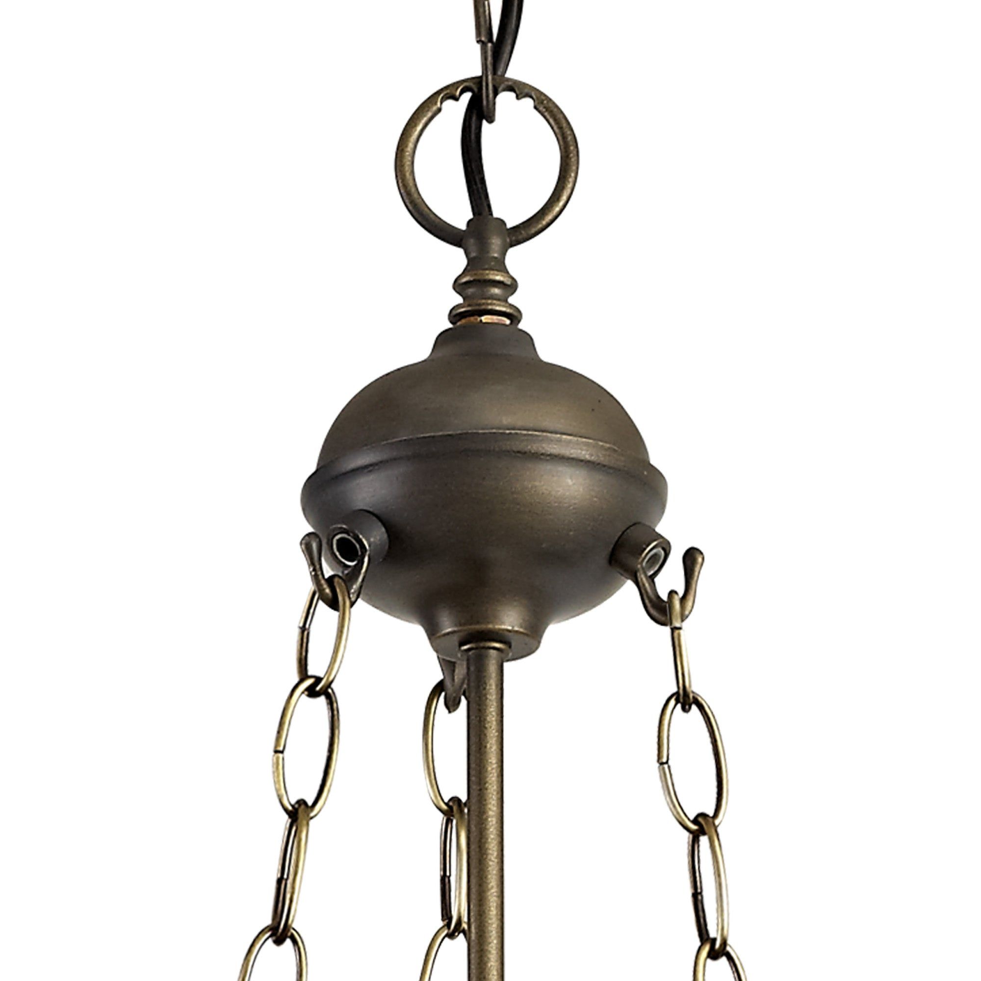 Isrmian 2/3 Light Uplighter Pendant E27 With 30/40cm Tiffany Shade, Amber/Cream/Crystal/Aged Antique Brass