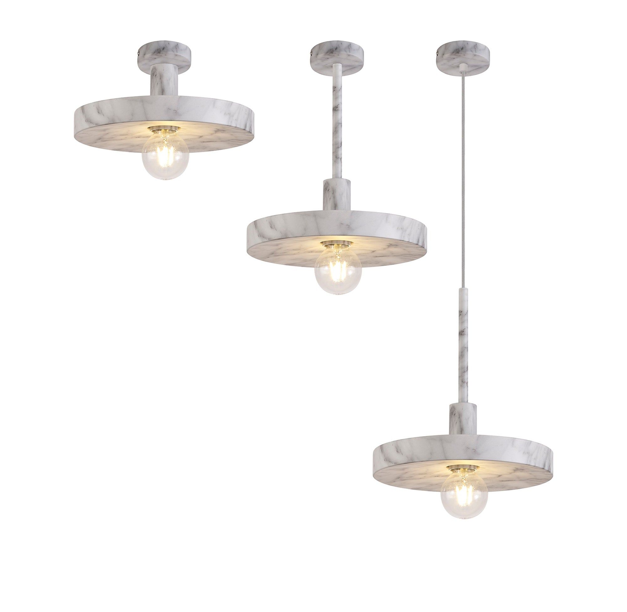 Tombser Single Pendant, 1 Light Adjustable E27, Marble Effect