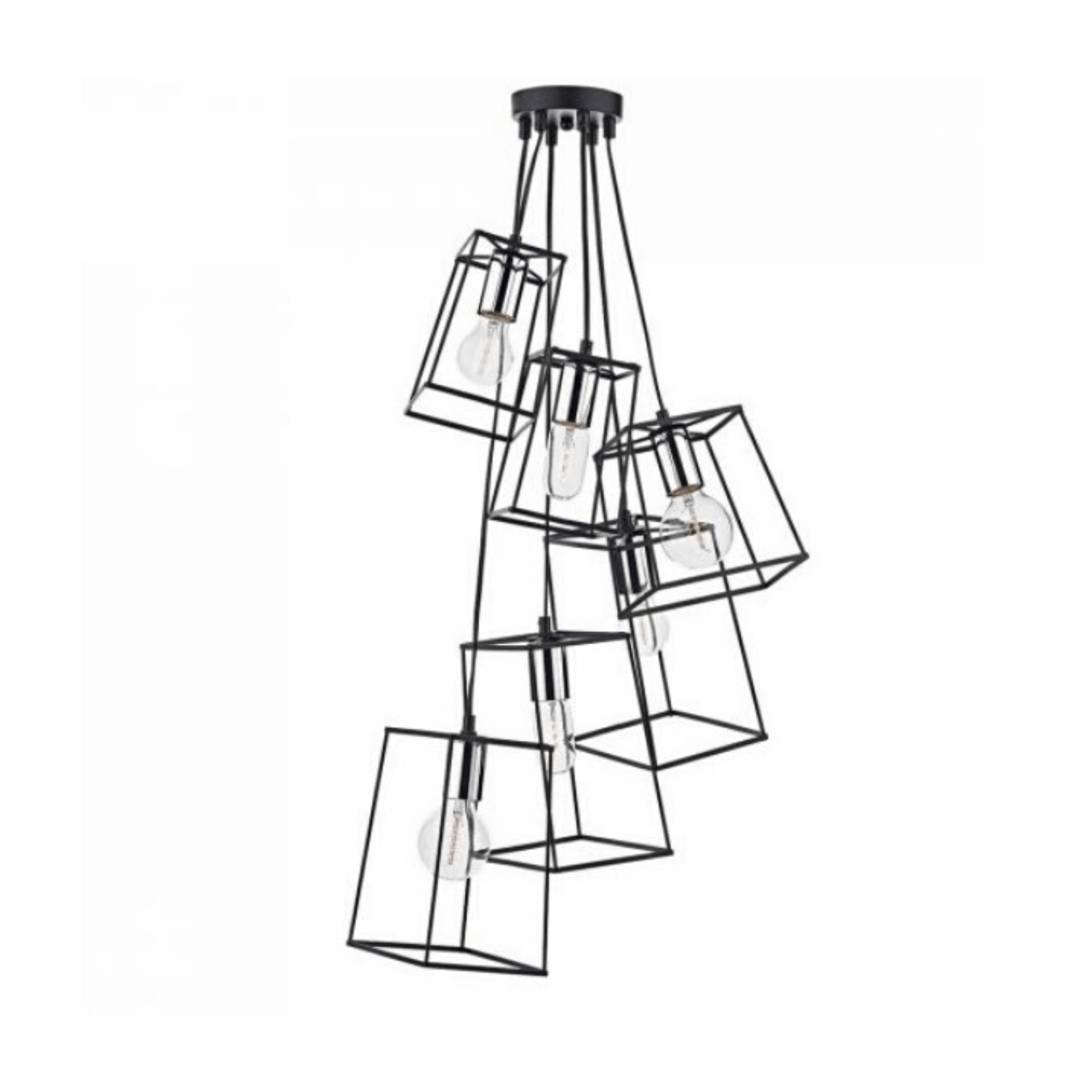 Dar Tower 6lt Cluster Pendant Black & Polished Chrome/Gold/Matt Black & Copper - Cusack Lighting