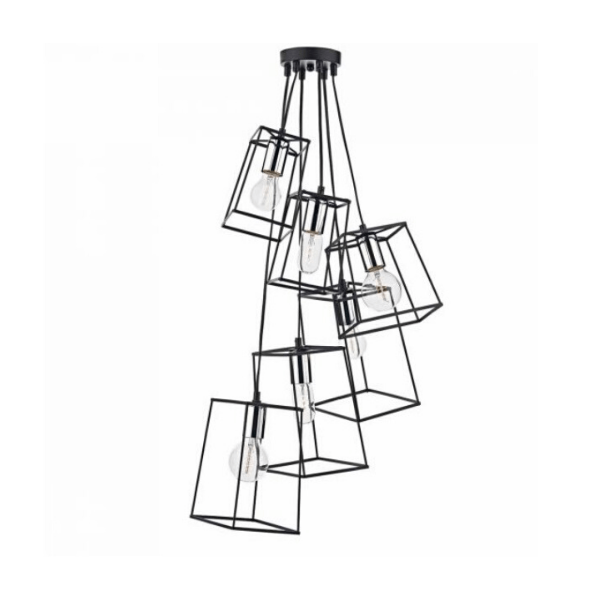 Dar Tower 6lt Cluster Pendant Black & Polished Chrome/Gold/Matt Black & Copper - Cusack Lighting