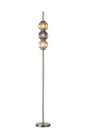 Triumphant Floor Lamp, 3 x G9, Antique Brass/Smoked & Amber Glass