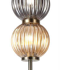 Triumphant Floor Lamp, 3 x G9, Antique Brass/Smoked & Amber Glass