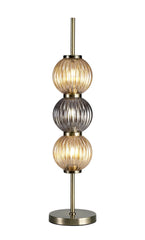 Triumphant Table Lamp, 3 x G9, Antique Brass/Smoked & Amber Glass