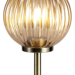 Triumphant Table Lamp, 3 x G9, Antique Brass/Smoked & Amber Glass