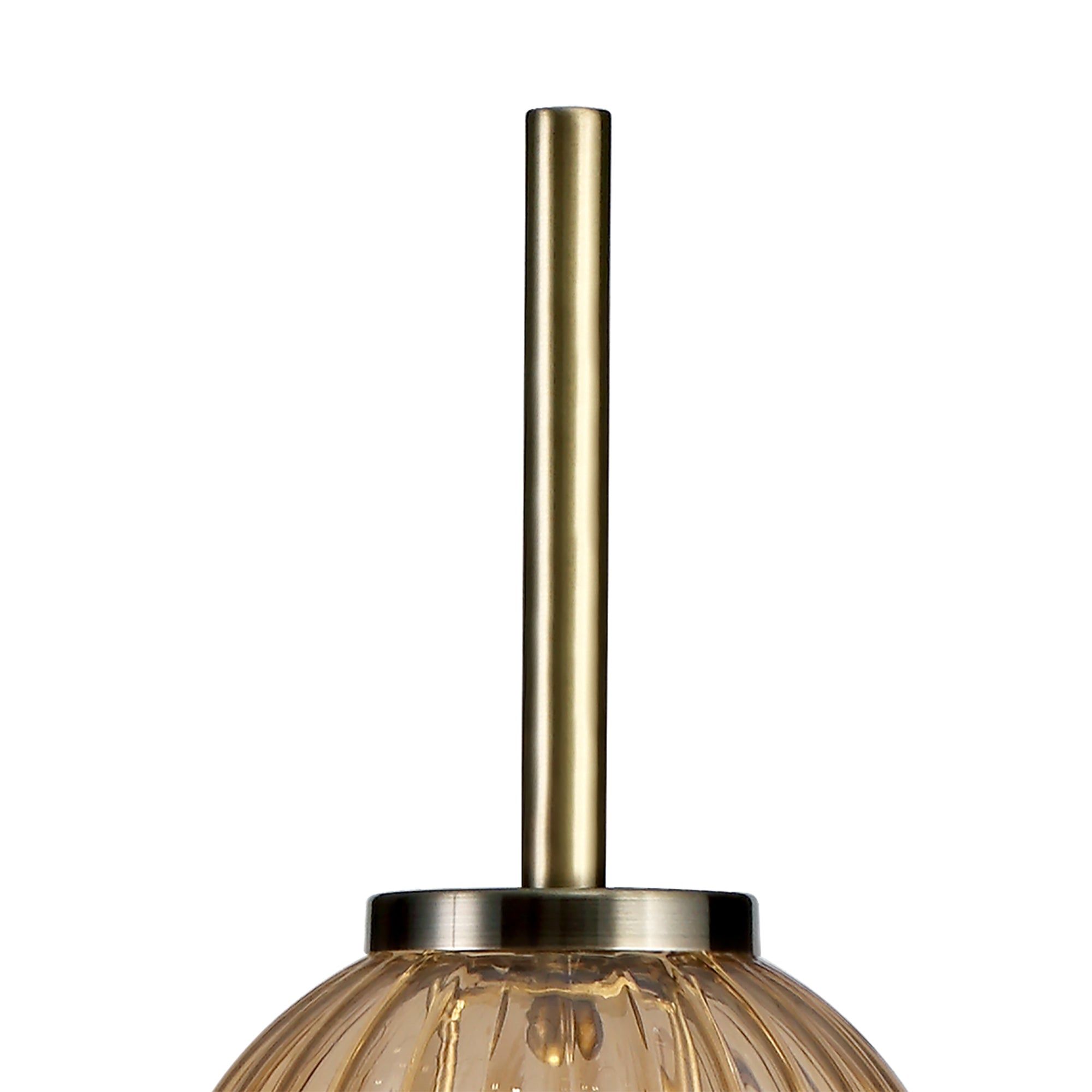 Triumphant Table Lamp, 3 x G9, Antique Brass/Smoked & Amber Glass