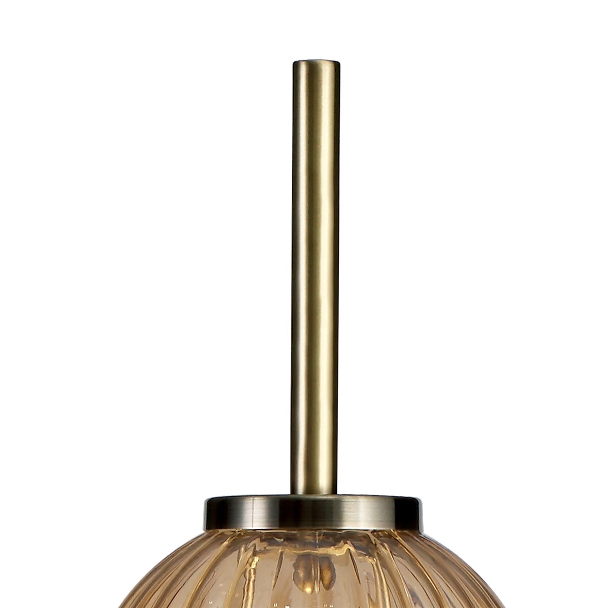 Triumphant Table Lamp, 3 x G9, Antique Brass/Smoked & Amber Glass
