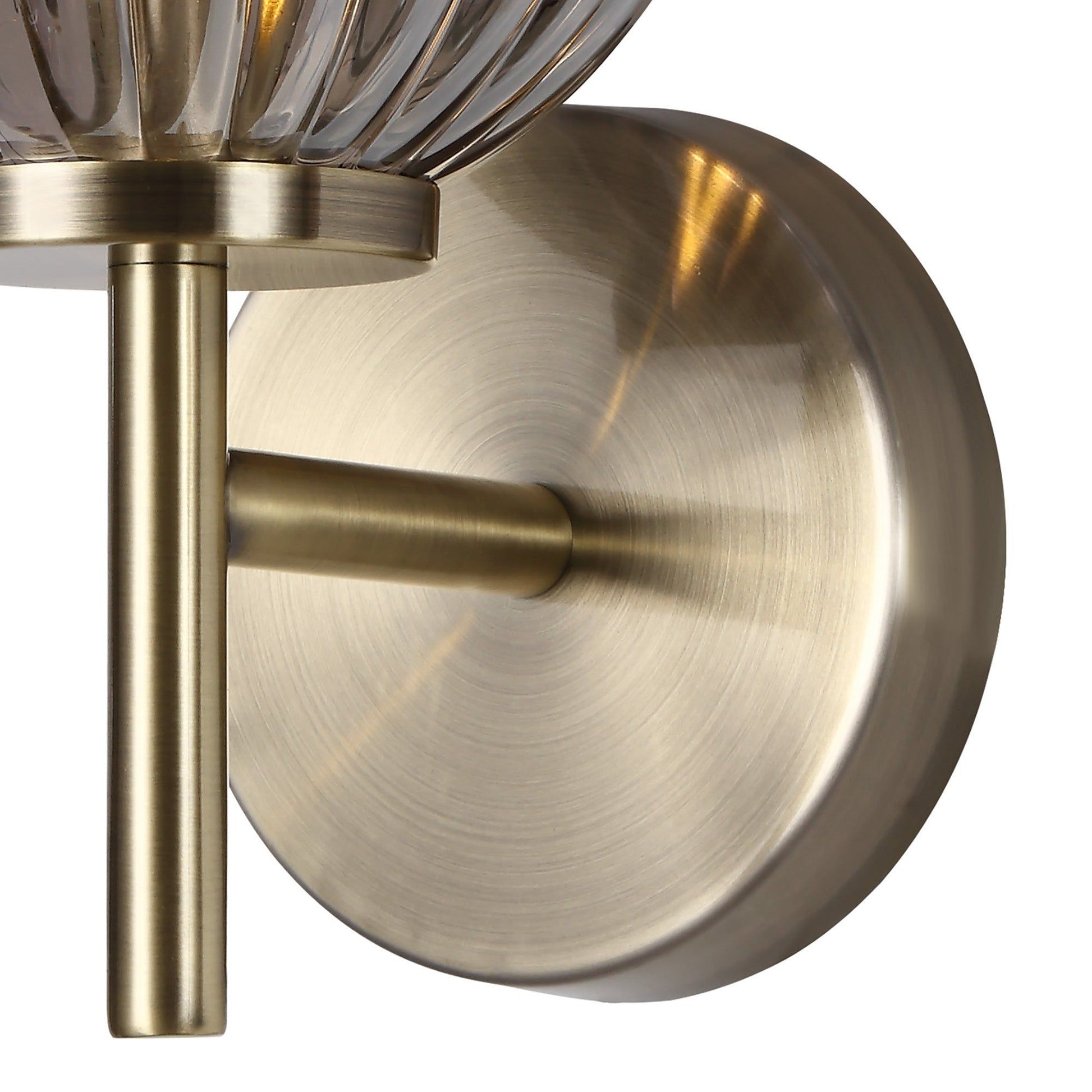  Triumphant Wall Lamp, 1 x G9, Antique Brass/Smoked Glass/Amber Glass