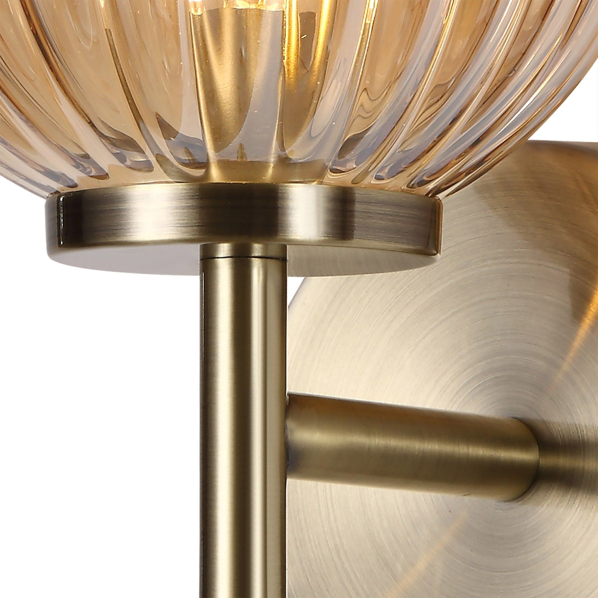  Triumphant Wall Lamp, 1 x G9, Antique Brass/Smoked Glass/Amber Glass
