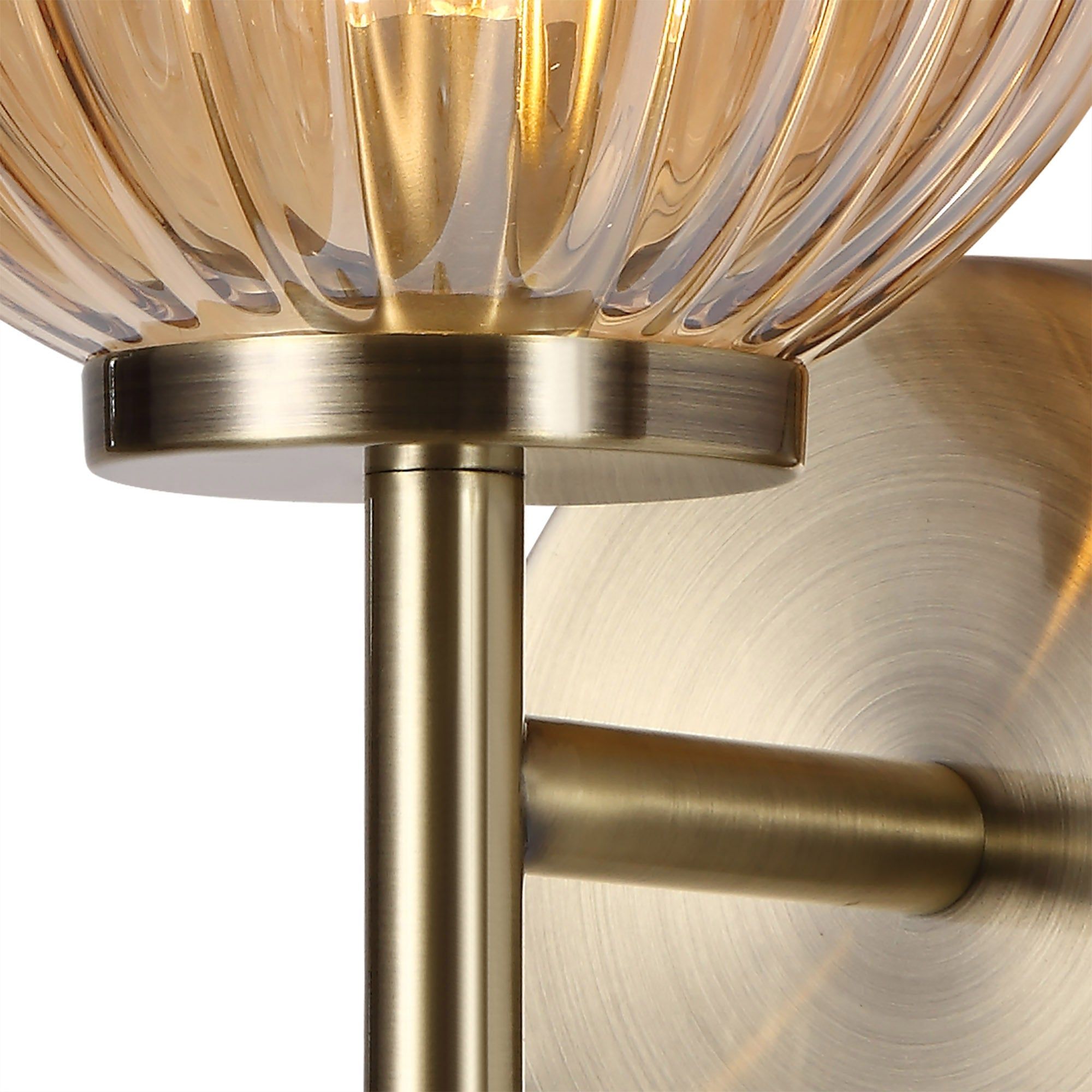  Triumphant Wall Lamp, 1 x G9, Antique Brass/Smoked Glass/Amber Glass