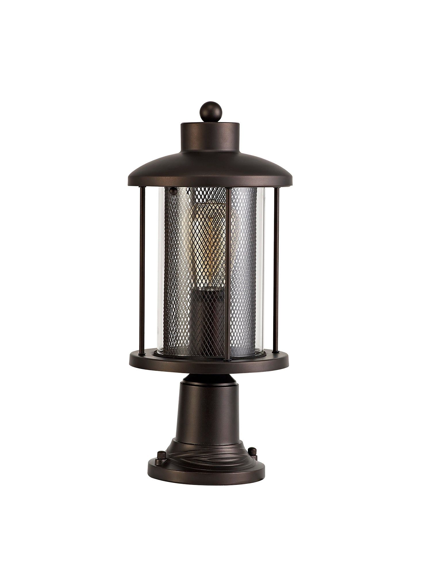 Turbo Pedestal Lamp, 1 x E27, Antique Bronze/Clear Glass, IP54, 2yrs Warranty