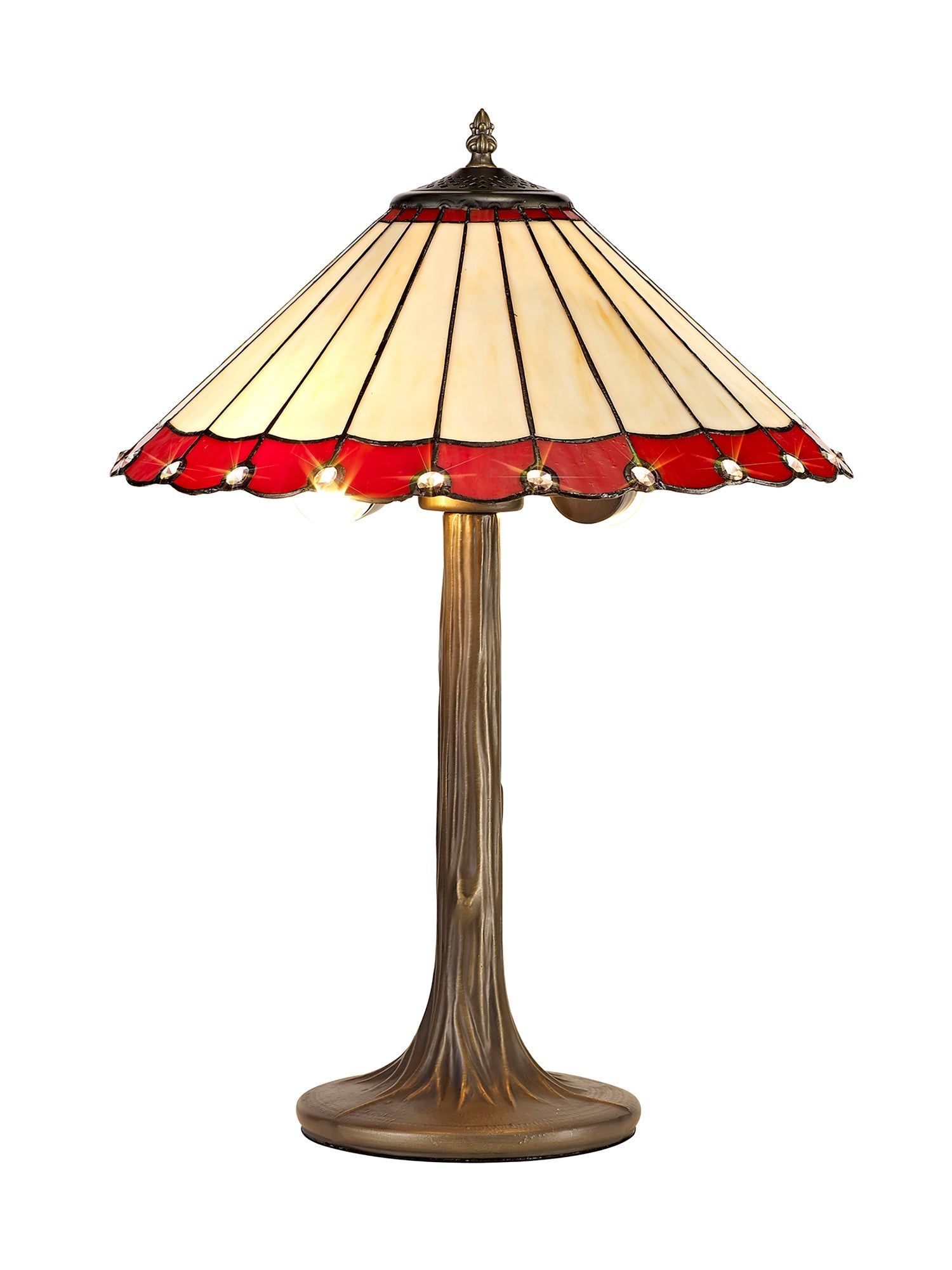 Sheitsr 2 Light Curved, Octagonal, Tree Table Lamp E27 With 40cm Tiffany Shade