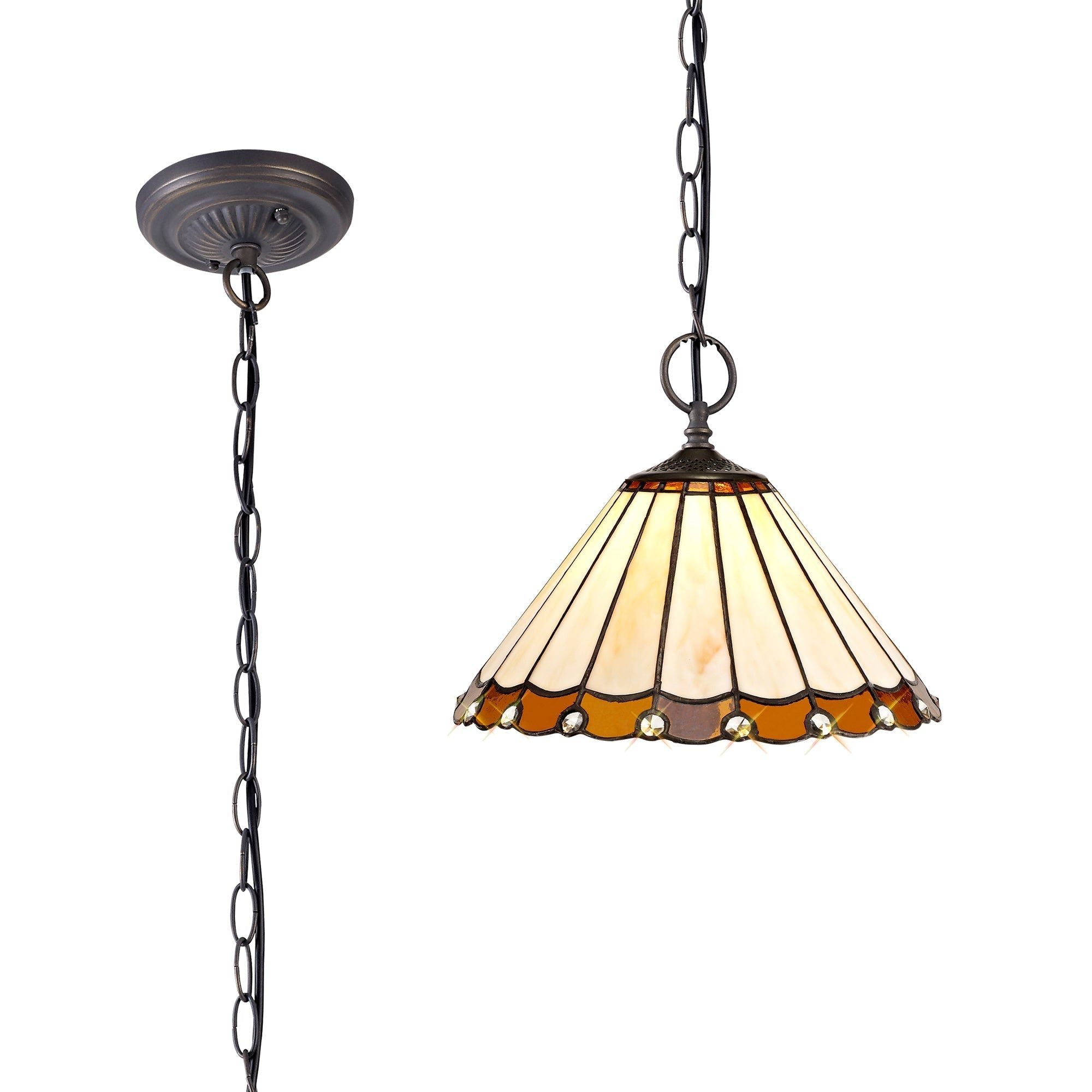Sheitsr 2 Light Downlighter Pendant E27 With 30cm Tiffany Shade