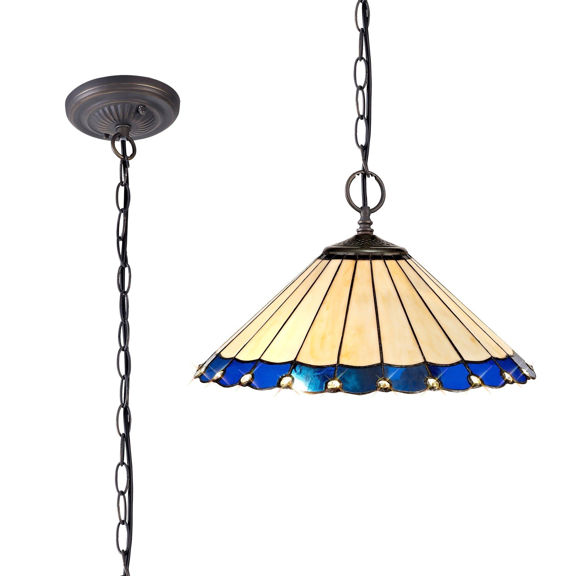 Sheitsr 2 Light Downlighter Pendant E27 With 30cm Tiffany Shade
