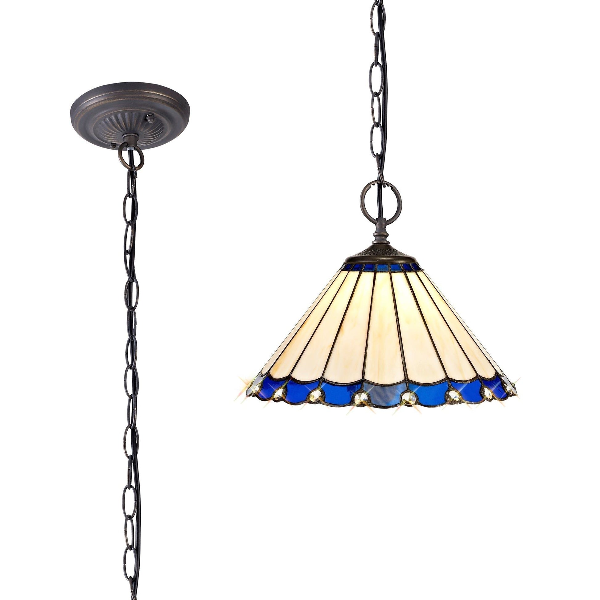 Sheitsr 2 Light Downlighter Pendant E27 With 30cm Tiffany Shade