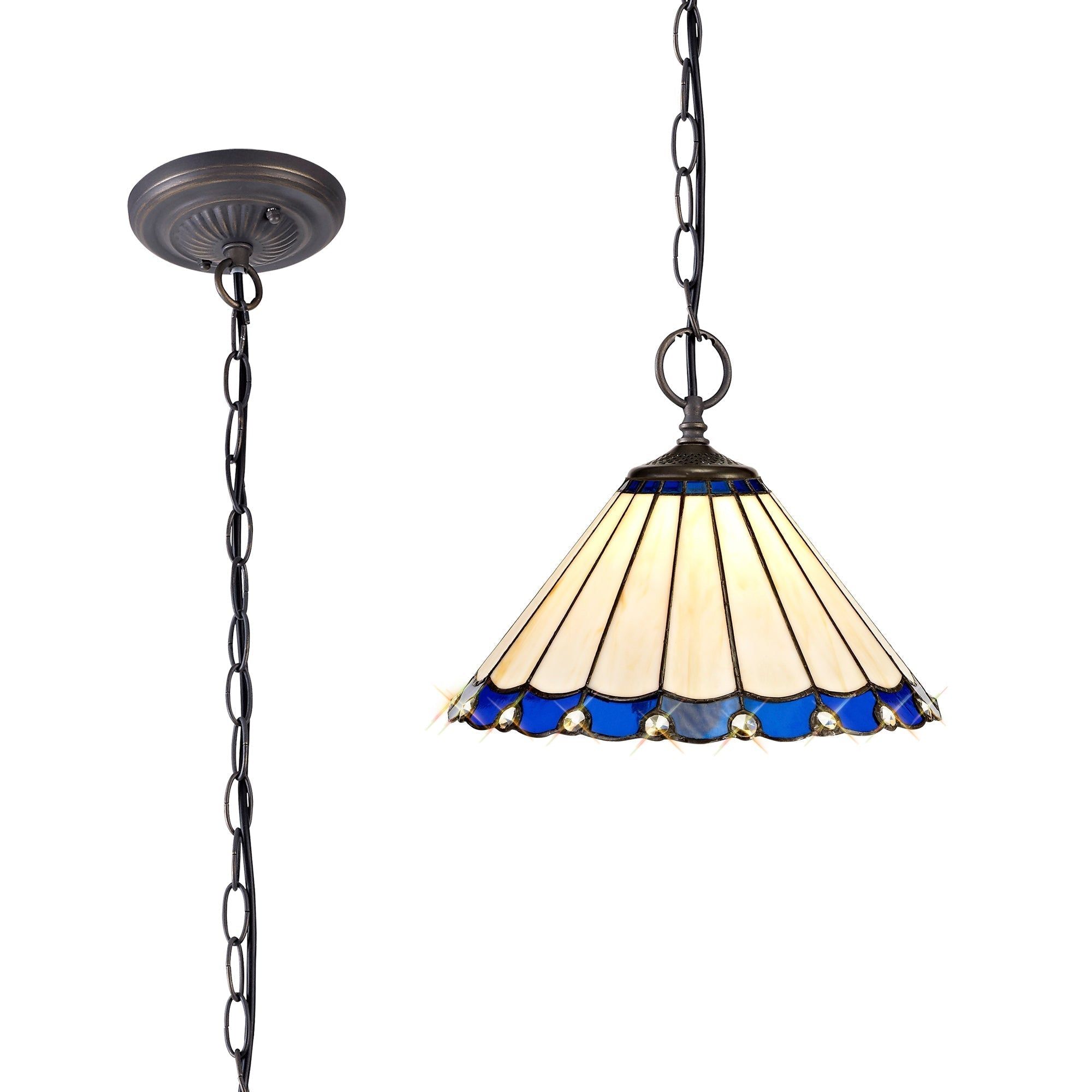 Sheitsr 2 Light Downlighter Pendant E27 With 30cm Tiffany Shade