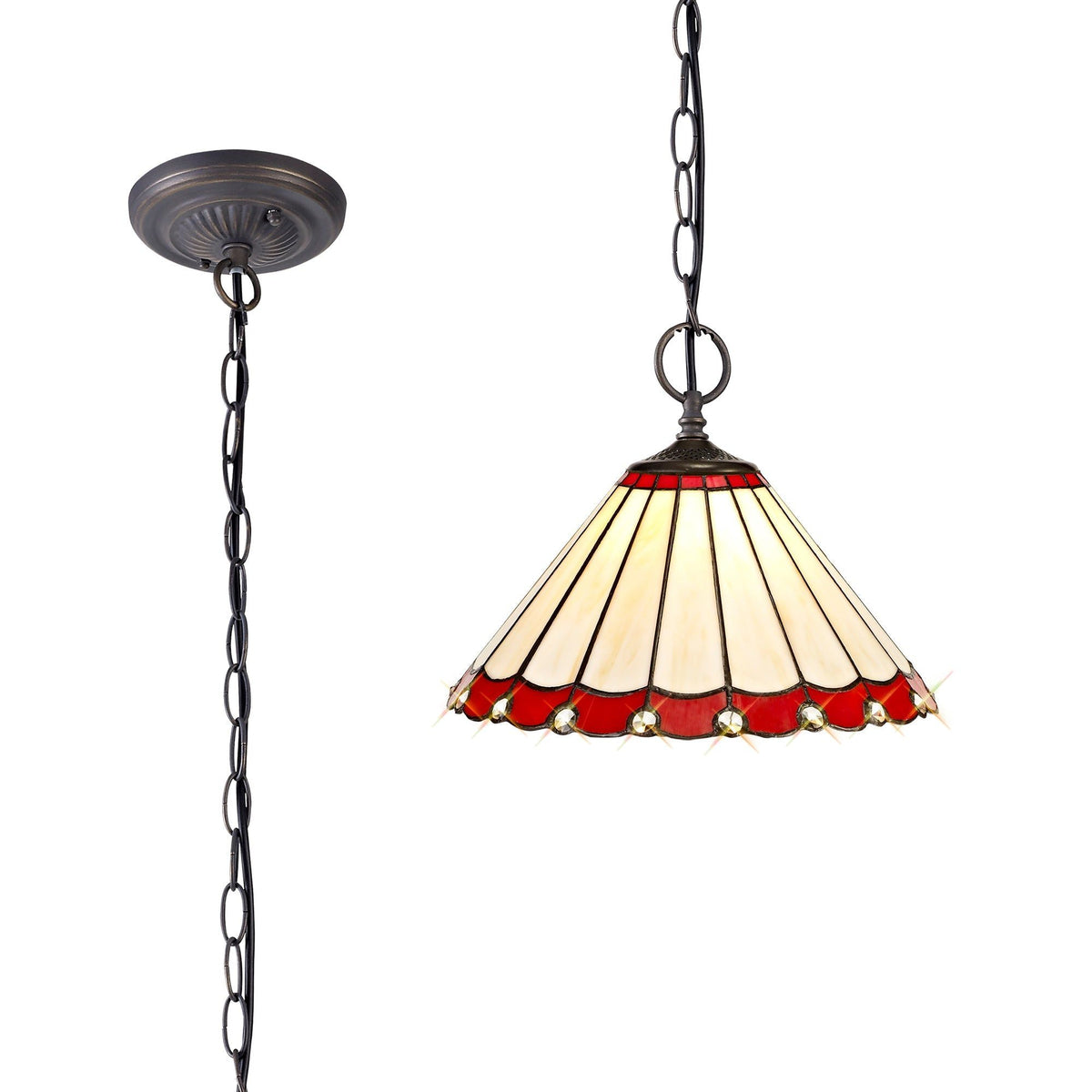 Sheitsr 2 Light Downlighter Pendant E27 With 30cm Tiffany Shade