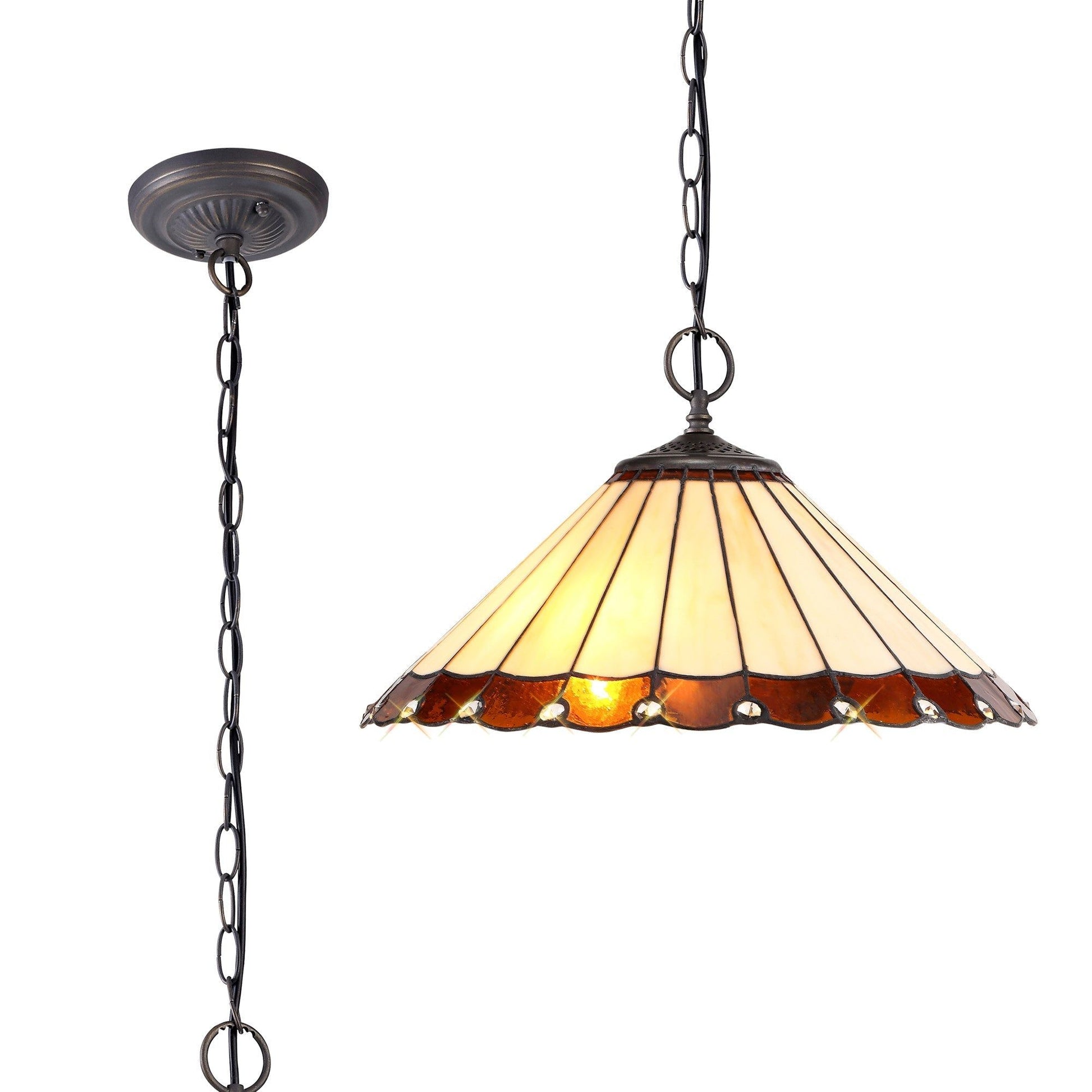 Sheitsr 2 Light Downlighter Pendant E27 With 30cm Tiffany Shade