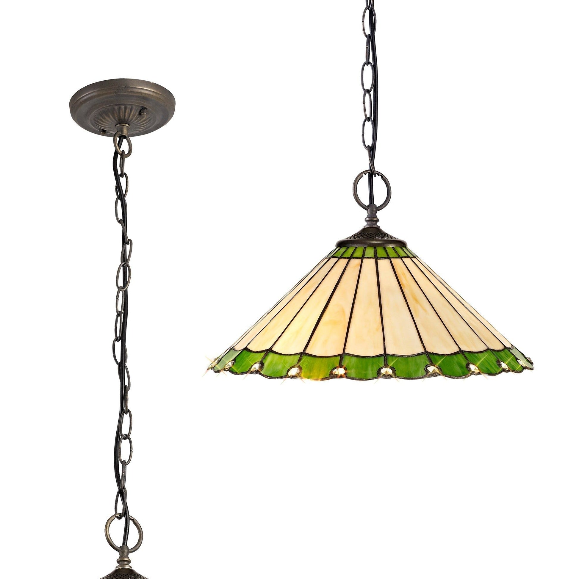 Sheitsr 2 Light Downlighter Pendant E27 With 30cm Tiffany Shade