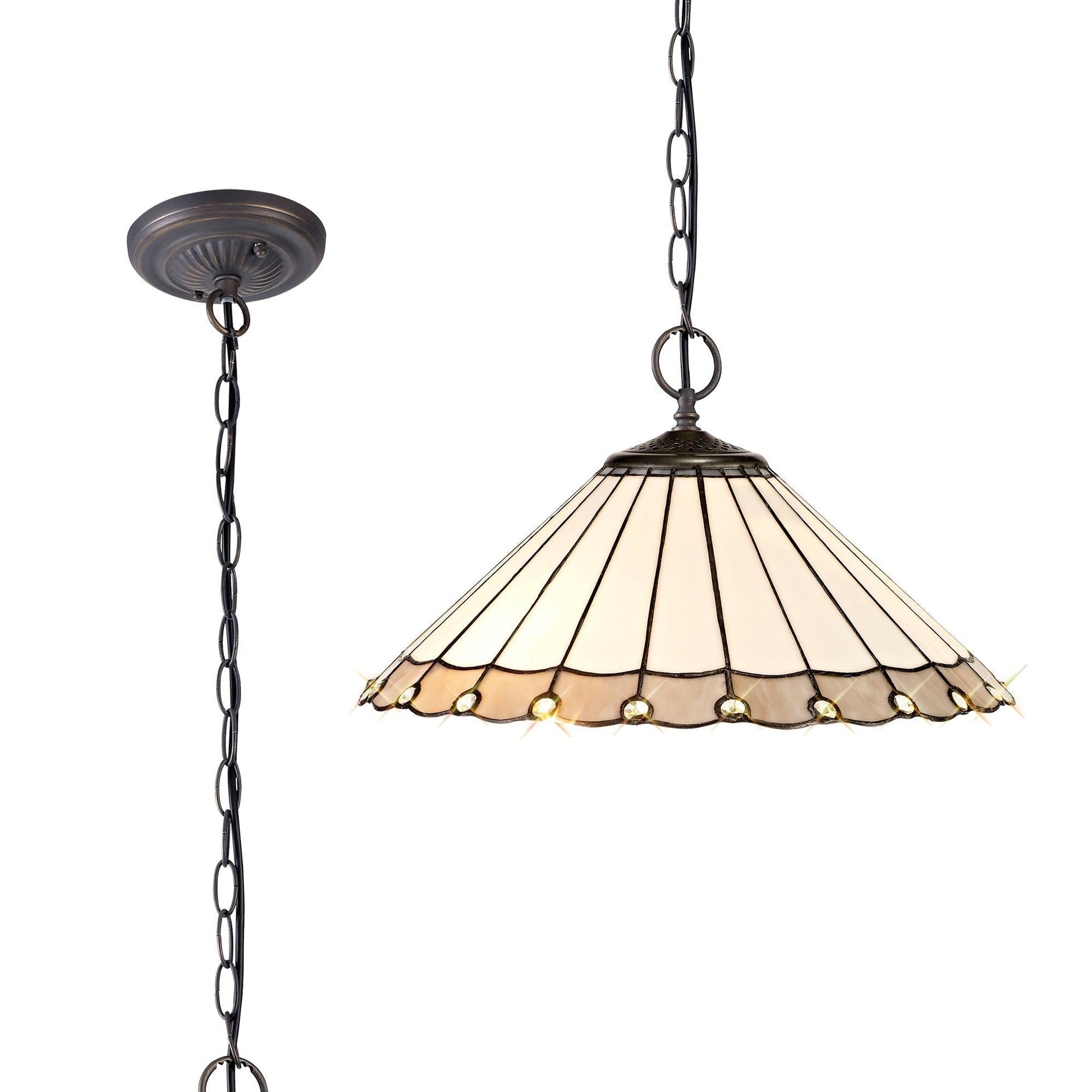 Sheitsr 2 Light Downlighter Pendant E27 With 30cm Tiffany Shade