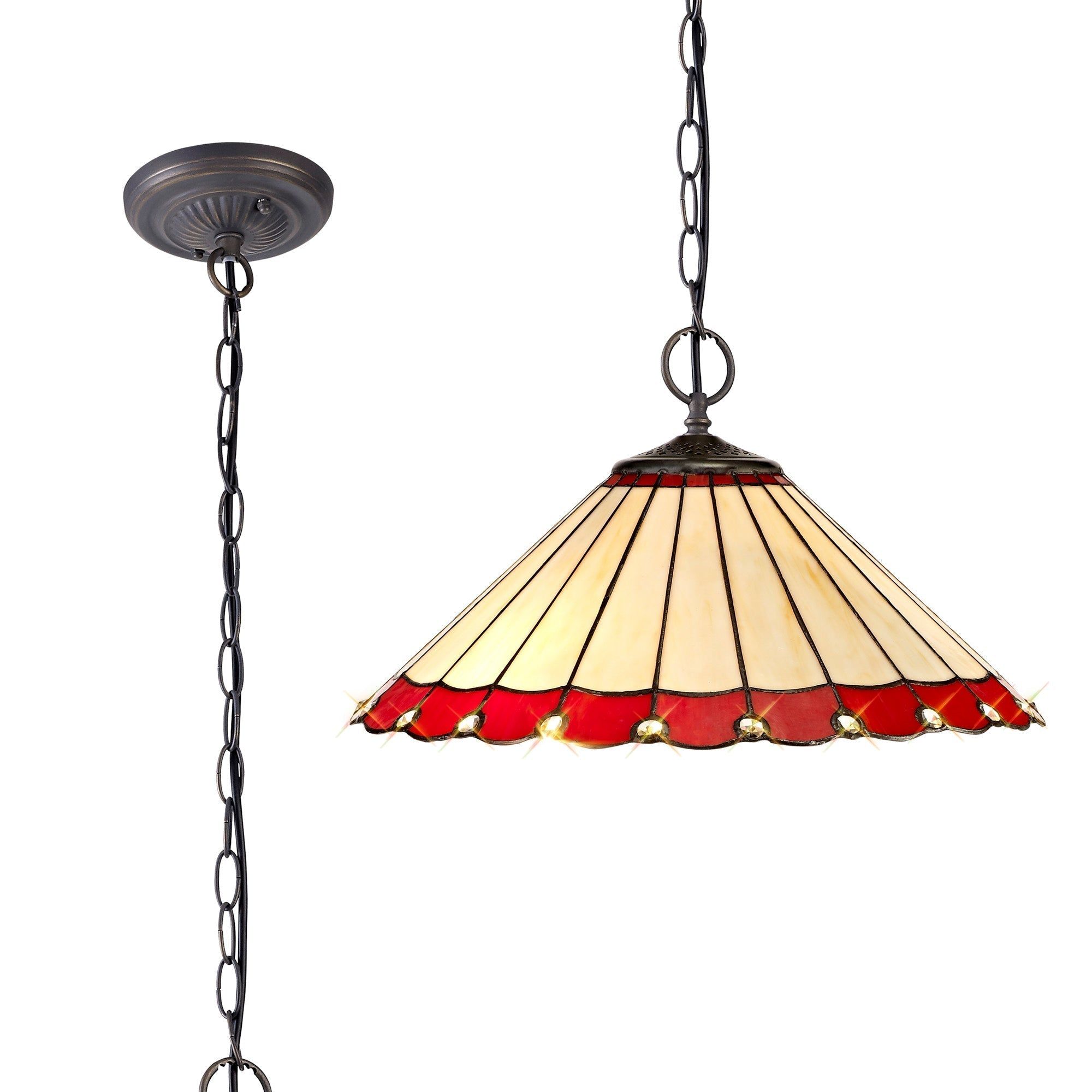 Sheitsr 2 Light Downlighter Pendant E27 With 30cm Tiffany Shade