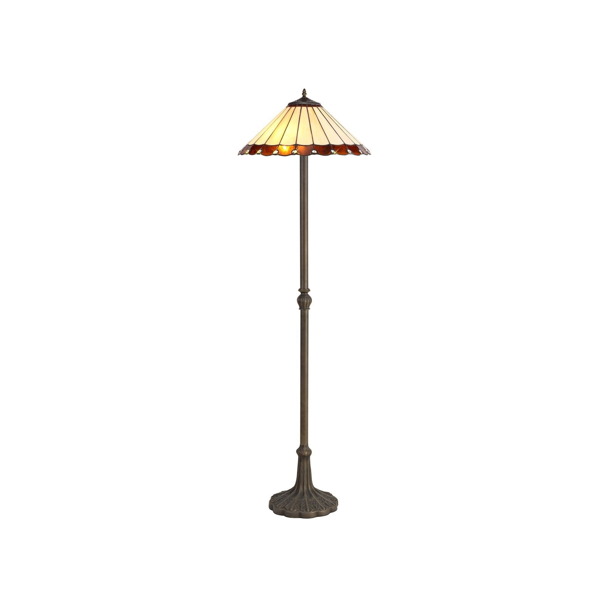 Sheitsr 2 Light Leaf, Octagonal, Stepped Design Floor Lamp E27 With 40cm Tiffany Shade