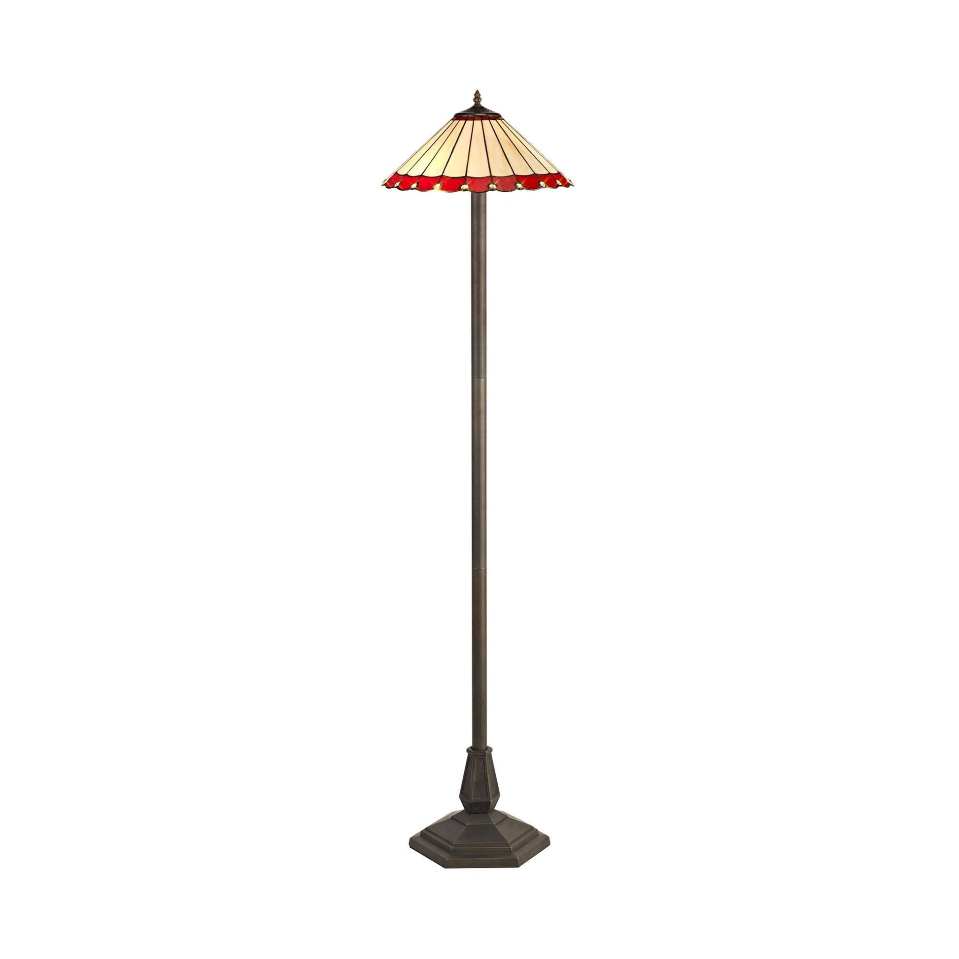 Sheitsr 2 Light Leaf, Octagonal, Stepped Design Floor Lamp E27 With 40cm Tiffany Shade