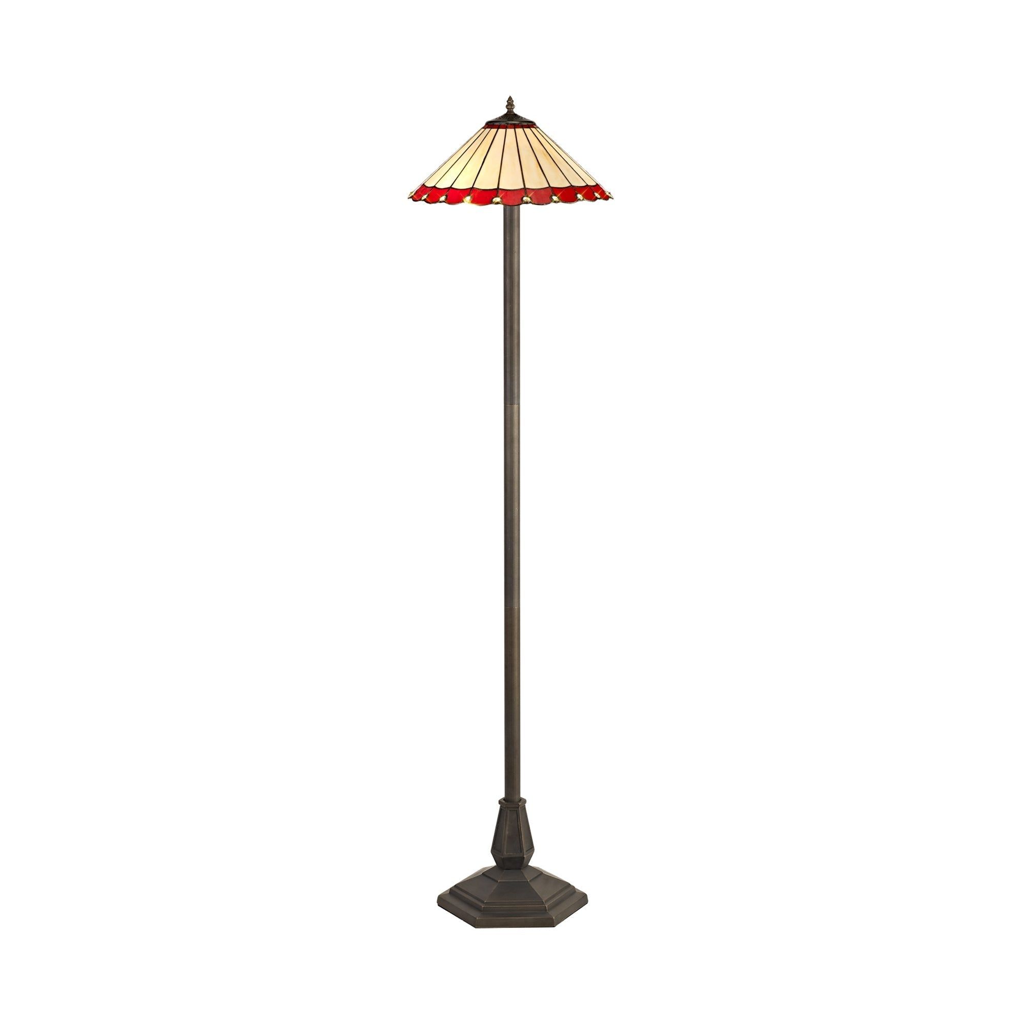 Sheitsr 2 Light Leaf, Octagonal, Stepped Design Floor Lamp E27 With 40cm Tiffany Shade