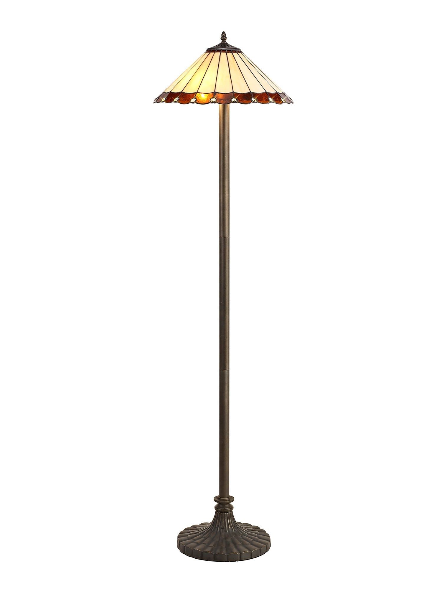 Sheitsr 2 Light Leaf, Octagonal, Stepped Design Floor Lamp E27 With 40cm Tiffany Shade