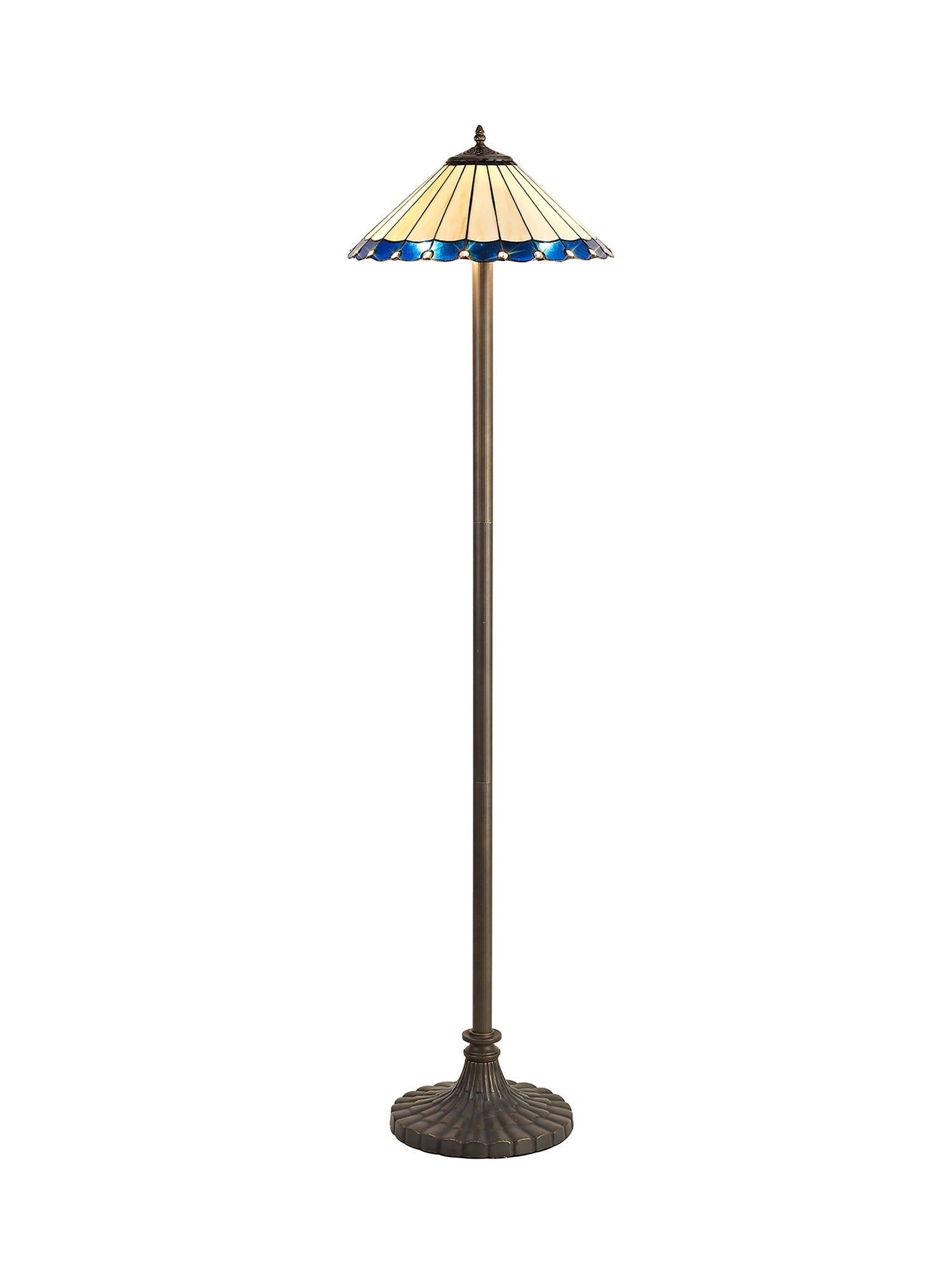 Sheitsr 2 Light Leaf, Octagonal, Stepped Design Floor Lamp E27 With 40cm Tiffany Shade