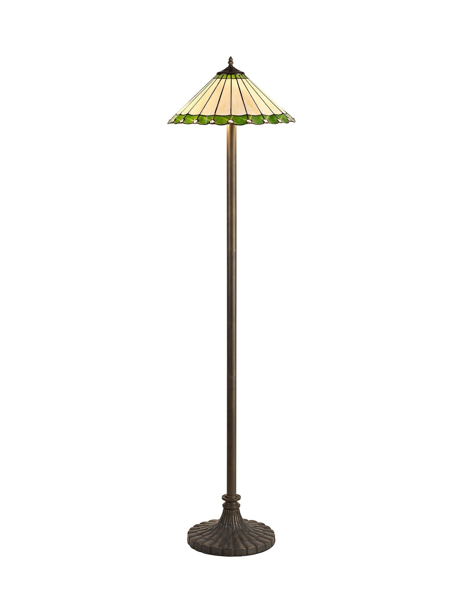Sheitsr 2 Light Leaf, Octagonal, Stepped Design Floor Lamp E27 With 40cm Tiffany Shade