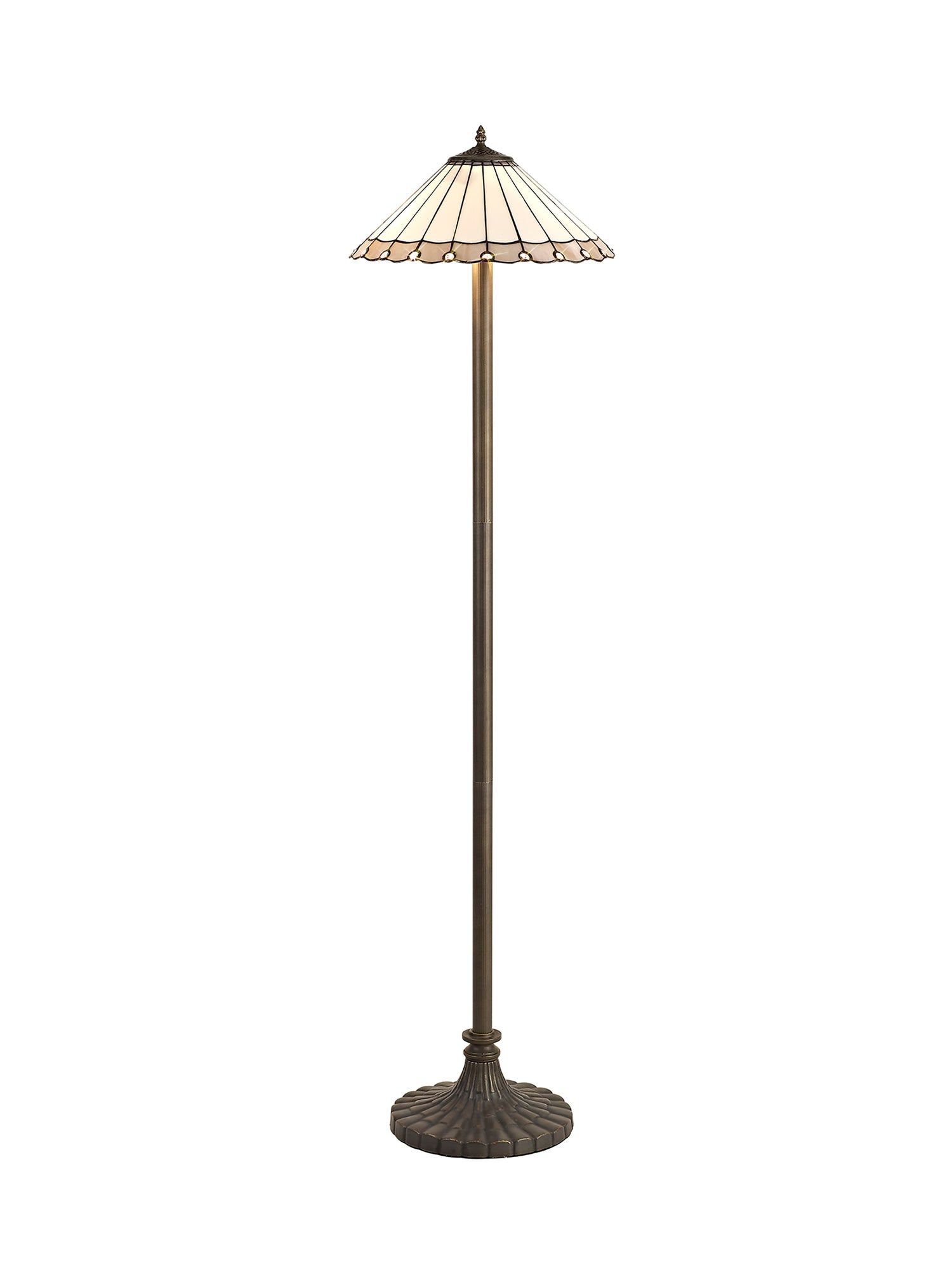 Sheitsr 2 Light Leaf, Octagonal, Stepped Design Floor Lamp E27 With 40cm Tiffany Shade