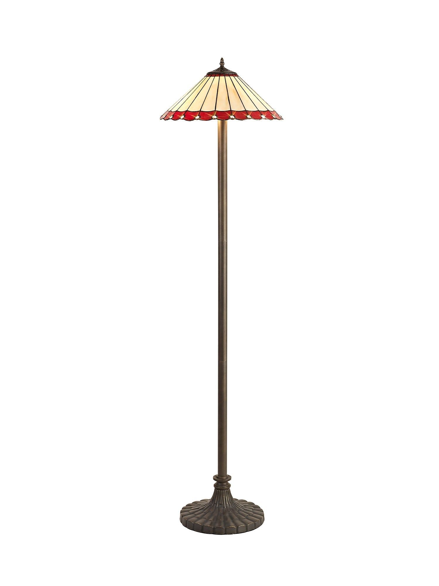 Sheitsr 2 Light Leaf, Octagonal, Stepped Design Floor Lamp E27 With 40cm Tiffany Shade